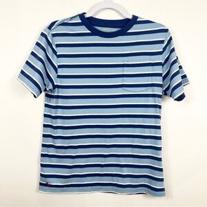Boys Polo Ralph Lauren Blue Striped Crewneck Short Sleeve Tee Cotton Size Large